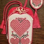 Kit 225 * Pink Hearts Scissors Sheath and miniature Scissors Fob
