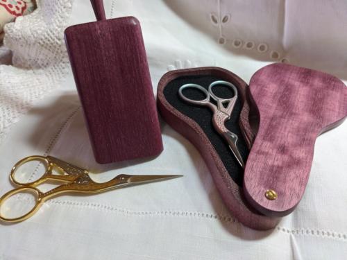 PurpleHeart wood scissors keep and scissors block